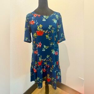 Xhilaration blue Floral Ruffle Hem Dress – Size M
